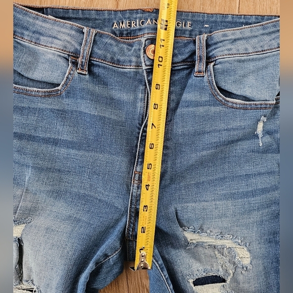 American Eagle High Rise Jegging Distressed Medium Wash 12R - Picture 4 of 8